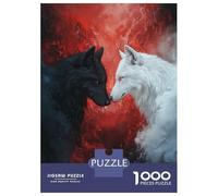 Puzzle Per Adolescenti 1000 Pezzi Black And White Wolves Puzzle Per Adulti Giochi Rilassanti Regalo Di Compleanno Divertimento A Casa Attività, 38x26cm/1000pcs