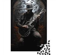 Puzzle Per Adolescenti 1000 Pezzi Black Electric Guitar Performance Puzzle Per Adulti Gioco Rompicapo Assemblaggio Di Modelli Per Compleanno, Natale 38x26cm/1000pcs