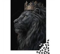 Puzzle Per Adolescenti 1000 Pezzi Black Lion King Crown-2 Puzzle Per Adulti Giochi Per Famiglie Vacanza in Casa Passatempo Per Compleanno, Natale 52x38cm/1000pcs