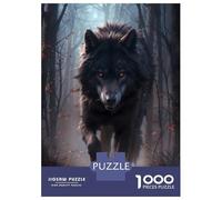 Puzzle Per Adolescenti 1000 Pezzi Black Wolf in The Woods Puzzle Per Adulti Gioco Rompicapo Assemblaggio Di Modelli Regali Unici Per Compleanno E Natale 70x50cm/1000pcs