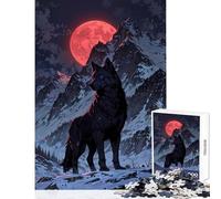 Puzzle per adolescenti 1000 pezzi Blood Moon Alpha︰ Wolf Mountain King Giocattolo educativo Ottimo regalo per giochi di famiglia Allena il tuo cervello e le tue mani Dimensioni 38x52cm