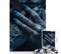 Puzzle per adolescenti 1000 pezzi blu ragazza nuda tatuata giocattoli fai da te fantastici regali e giocattoli giochi per famiglie migliorare l'amore tra coppie dimensioni 38x52cm