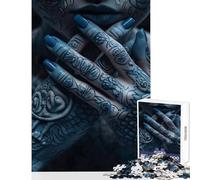 Puzzle per adolescenti 1000 pezzi blu ragazza nuda tatuata giocattoli fai da te fantastici regali e giocattoli giochi per famiglie migliorare l'amore tra coppie dimensioni 50x75cm