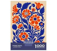 Puzzle Per Adolescenti 1000 Pezzi Blue And Orange Floral Pattern Puzzle Per Adulti Giocattolo Decorazione Da Parete Un'opera D'arte Regali Unici Per Compleanno E Altro 52x38cm/1000pcs