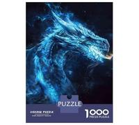 Puzzle Per Adolescenti 1000 Pezzi Blue Dragon Fantasy Art Print-3 Puzzle Per Adulti Gioco Rompicapo Assemblaggio Di Modelli Per Compleanno, Natale 38x26cm/1000pcs