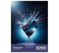 Puzzle Per Adolescenti 1000 Pezzi Blue Martini Cocktail Glass-1 Puzzle Per Adulti Gioco Rompicapo Corsa Di Velocità Delle Mani Attività Divertenti A Casa 70x50cm/1000pcs
