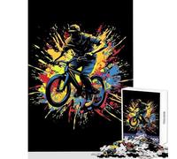 Puzzle per adolescenti 1000 pezzi BMX Biker Paint Splash Decorazione per la casa Giocattoli Regalo di compleanno Giochi rilassanti Collezione di artisti Belle arti Dimensioni 38x52cm