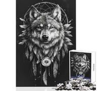 Puzzle per adolescenti 1000 pezzi Boho Wolf Dream Catcher giocattolo educativo regalo di compleanno gioco rompicapo difficile e stimolante dimensioni 38x26cm
