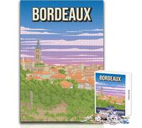 Puzzle per adolescenti,1000 pezzi,Bordeaux,Francia,poster di viaggio vintage,Place De La Bourse,specchio d'acqua,divertimento in famiglia,serata di giochi,apprendimento,regalo educativo,compleanno