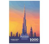 Puzzle Per Adolescenti 1000 Pezzi Burj Khalifa Skyline Puzzle Per Adulti Gioco Pratico Difficile Divertente Attività A Casa, 38x26cm/1000pcs