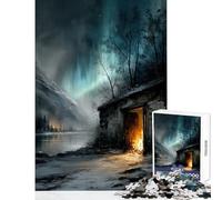Puzzle per adolescenti 1000 pezzi "Cabina sotto l'aurora boreale" giocattolo educativo fantastici regali e giocattoli giochi divertenti collezione di artisti belle arti dimensioni 50x75cm