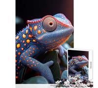 Puzzle per adolescenti 1000 pezzi Camaleonte blu in primo piano Giocattolo educativo Ottimo regalo per giochi Giochi divertenti Decompressione intellettuale Dimensioni 38x26cm