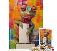 Puzzle per adolescenti 1000 pezzi Camaleonte con carta igienica Giocattoli antistress Regalo di compleanno Giochi divertenti Attività divertenti a casa,dimensioni 38x26cm