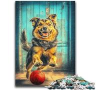 Puzzle per adolescenti 1000 pezzi Cane da pastore che gioca con la palla Aiuta il cervello a esercitare Giocattoli avvincenti per coltivare la pazienza Decorazione perfetta 26x38cm