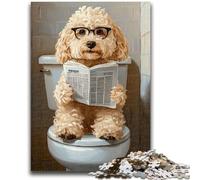 Puzzle per adolescenti 1000 pezzi Cane seduto sul water 1000 pezzi per adulti, per gioco educativo sfida giocattolo affare come regalo per tutta la famiglia (75x50cm)