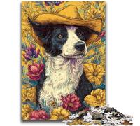 Puzzle per adolescenti 1000 pezzi Cani da cowgirl tra i fiori di campo Adatto a persone dai 14 anni in su Gioco educativo Sfida Giocattolo Regalo per compleanni 50x75cm