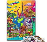 Puzzle per adolescenti 1000 pezzi Cartoni animati Luoghi di interesse Gioco per famiglie Antistress Sfida difficile Regali di Babbo Natale segreto 50x75cm