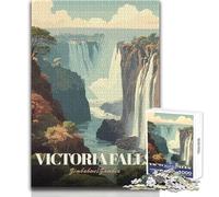 Puzzle per adolescenti 1000 pezzi Cascate Vittoria, Zimbabwe∕Zambia Poster di viaggio Gioco di sfida unico ma divertente e umoristico Decorazione da parete Dimensioni 38x26cm