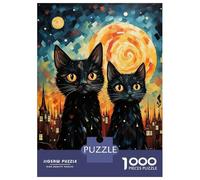 Puzzle Per Adolescenti 1000 Pezzi Cats Under The Stars Puzzle Per Adulti Gioco Pratico Decorazione Per La Casa Divertimento in Casa Attività, 38x26cm/1000pcs