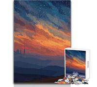 Puzzle per adolescenti 1000 pezzi Cavalieri di cammelli al tramonto Paesaggio urbano Perfetto passatempo rilassante Gioco professionale dal taglio netto Dimensioni giocattolo 38x26cm