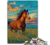 Puzzle per adolescenti 1000 pezzi Cavalli sul prato 1000 pezzi per adulti, gioco a quiz ideale come regalo per tutta la famiglia (26x38cm)