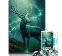 Puzzle per adolescenti 1000 pezzi Cervo incantato nella tempesta Puzzle per adulti giochi divertenti Decorazione murale Regali unici per compleanno e Natale 75x50cm