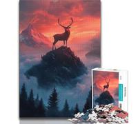 Puzzle per adolescenti 1000 pezzi Cervo sulla cima della montagna, gioco educativo per famiglie, decorazione da parete, regali unici per compleanno e Natale (75x50cm)