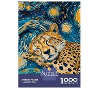 Puzzle Per Adolescenti 1000 Pezzi Cheetah Sleeping in Starry Night Style Puzzle Fai Da Te Giocattoli Staycation Passatempo Regali Unici Di Compleanno E Natale 70x50cm/1000pcs