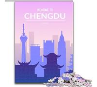 Puzzle per adolescenti 1000 pezzi Chengdu Cina, giocattoli educativi ideali come regalo per tutta la famiglia dai 14 anni in su, 26x38cm