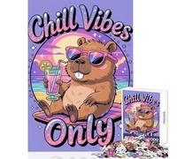 Puzzle per adolescenti 1000 pezzi Chill Vibes Only Beaver Cartoon Giocattolo educativo Regali di compleanno Gioco impossibile Migliora l'amore tra coppie (dimensioni 50x75cm)