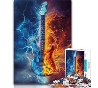 Puzzle per adolescenti 1000 pezzi Chitarra di ghiaccio e fuoco 1000 pezzi per adulti ideali come regali per tutta la famiglia adatti per bambini di età compresa tra 75x50cm e 14 anni