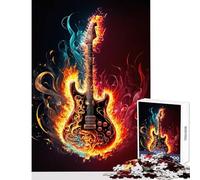 Puzzle per adolescenti 1000 pezzi Chitarra Fuoco Giocattolo Decorazione da parete Regali di Babbo Natale segreto Gioco impossibile Migliora l'amore tra coppie Dimensioni 38x52cm