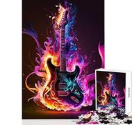 Puzzle per adolescenti 1000 pezzi Chitarra Fuoco Giocattolo educativo Idee regalo per gioco educativo Migliora l'amore tra coppie Dimensioni 38x52cm