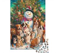 Puzzle Per Adolescenti 1000 Pezzi Christmas Cats & Dogs Puzzle Per Adulti Giochi Rilassanti Un'opera D'arte Regali Di Natale E Compleanno 70x50cm/1000pcs