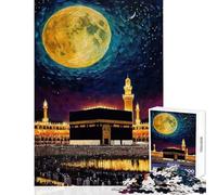 Puzzle per adolescenti 1000 pezzi Cielo notturno La moschea della Kaaba alla Mecca Dipinto Giocattolo educativo Regalo divertente Gioco impossibile Migliorare l'amore tra coppie Dimensioni 38x26cm