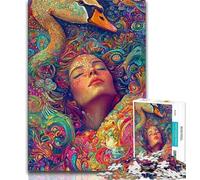 Puzzle per adolescenti 1000 pezzi Cigno e ragazza, antistress per ammazzare il tempo durante le vacanze, per migliorare l'amore tra coppie (75x50cm)