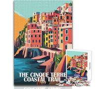 Puzzle per adolescenti 1000 pezzi Cinque Terre Coastal Trail Italia Poster Bellissimo design Gioco per divertimento in famiglia Giocattoli antistress Dimensioni 38x52cm