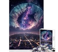 Puzzle per adolescenti 1000 pezzi Città Via Lattea Cielo Bolla Giocattolo educativo Ottimo regalo per giochi Gioco impossibile con poster abbinato e foglio di quiz Dimensioni 38x52cm