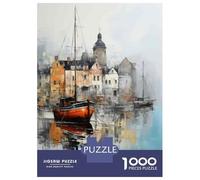 Puzzle Per Adolescenti 1000 Pezzi Coastal Town Reflections Canvas Wall Art Puzzle Per Adulti Gioco Rompicapo Corsa Di Velocità Delle Mani Attività Divertenti A Casa 70x50cm/1000pcs
