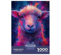 Puzzle Per Adolescenti 1000 Pezzi Colorful Sheep Pop Art Style Portrait Puzzle Per Adulti Gioco Pratico Decorazione Per La Casa Divertimento in Casa Attività, 52x38cm/1000pcs