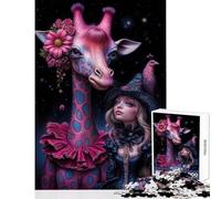 Puzzle per adolescenti 1000 pezzi Compagni stravaganti︰ Giraffa e buona strega Decorazione per la casa Giocattoli Regali per donne Uomini Giochi educativi per compleanno Natale Dimensioni 38x52cm