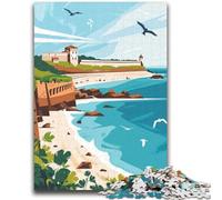 Puzzle per adolescenti 1000 pezzi con illustrazione di una fortezza costiera, puzzle da 1000 pezzi, antistress, per trascorrere il tempo libero a casa, lista dei desideri con Babbo Natale (50x75cm)