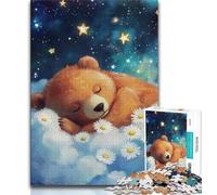 Puzzle per adolescenti 1000 pezzi con orso bruno addormentato puzzle da 1000 pezzi antistress per ammazzare il tempo lista dei desideri con Babbo Natale 38x26cm