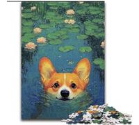 Puzzle per adolescenti 1000 pezzi Corgi in acqua, giocattolo educativo intellettuale decomprimente, regalo di compleanno, regali (dimensioni 26x38cm)
