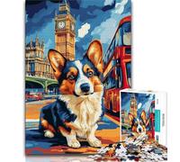 Puzzle per adolescenti 1000 pezzi Corgi sotto il Big Ben 1000 pezzi per adulti, giocattoli, giochi educativi, antistress, regali unici per compleanni e compleanni (dimensioni 38x26cm)