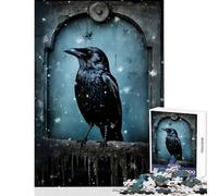 Puzzle per adolescenti 1000 pezzi Corvo seduto su una lapide Giocattolo educativo Ottimo regalo per giochi Giochi per famiglie Allena il tuo cervello e le tue mani Dimensioni 38x52cm