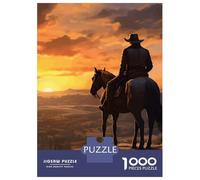 Puzzle Per Adolescenti 1000 Pezzi Cowboy on Horseback at Sunset Puzzle Per Adulti Gioco Pratico Difficile Divertente Attività A Casa, 70x50cm/1000pcs