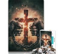 Puzzle per adolescenti 1000 pezzi Croce fiammeggiante Puzzle per adolescenti, giocattolo educativo Giochi divertenti per famiglie Decorazione unica per la casa (dimensioni 38x26cm)
