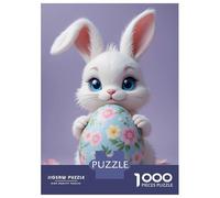 Puzzle Per Adolescenti 1000 Pezzi Cute Easter Bunny with Floral Egg Puzzle Per Adulti Gioco Per Famiglie Vacanza A Casa Ammazzare Il Tempo Offerta Come Regalo Per Tutta La Famiglia 38x26cm/1000pcs