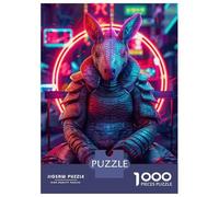 Puzzle Per Adolescenti 1000 Pezzi Cyberpunk Armadillo in Neon Cityscape Puzzle Per Adulti Gioco Per Famiglie Corsa Di Velocità Manuale Compleanno 52x38cm/1000pcs